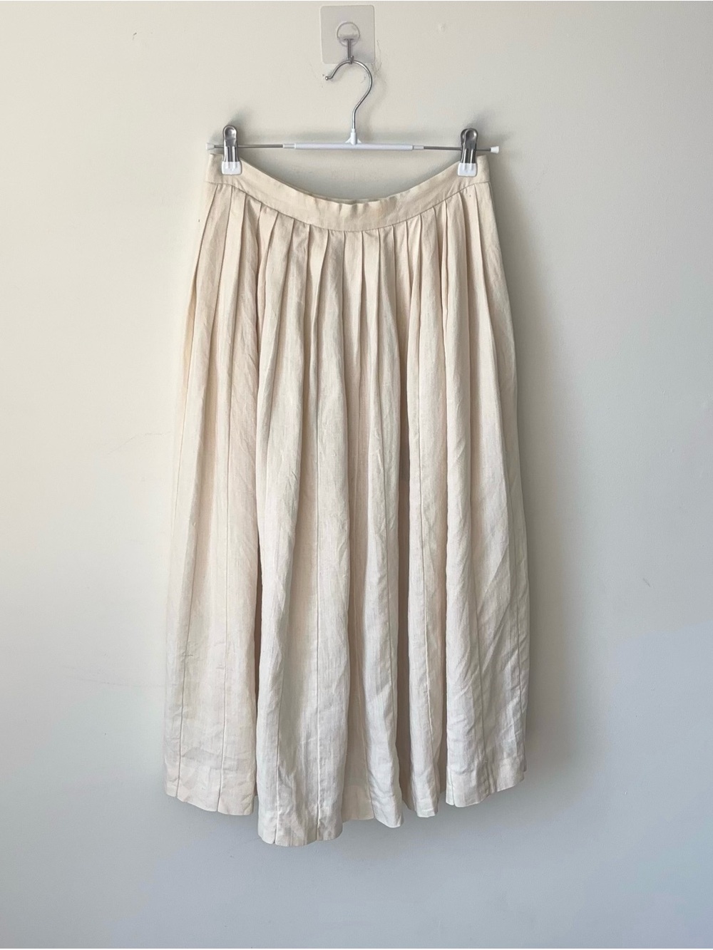 Vintage Ralph Lauren 100% Linen Pleated Skirt Size 12 Blue Label 80s MiUSA Maxi